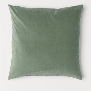 H&M Light Sage Green Velvet Cotton Square Pillow